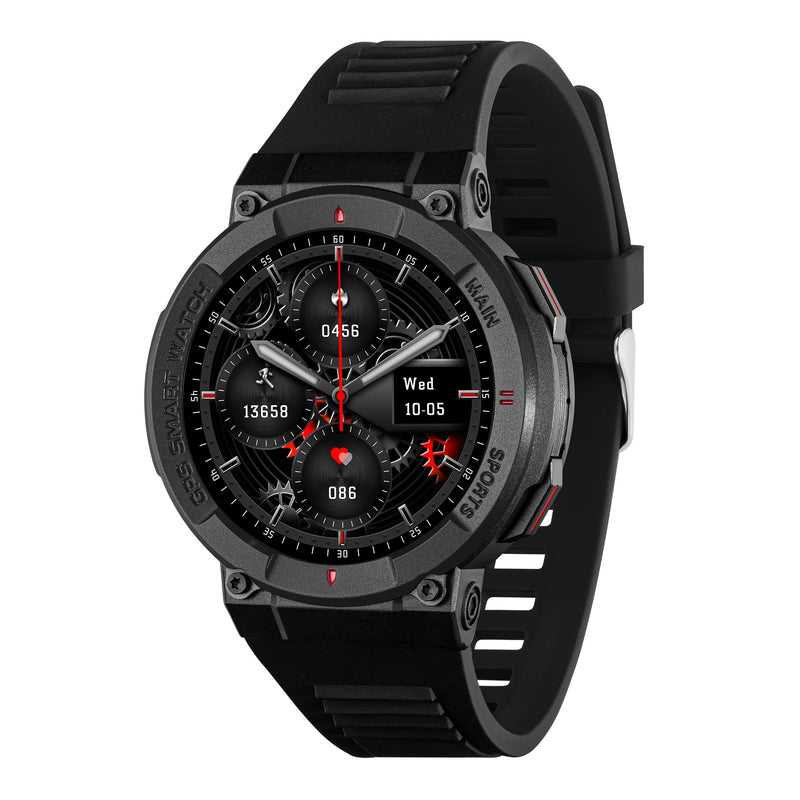 Reflex Active Series 43 Black Silicone Strap GPS Sports Smart Calling Watch