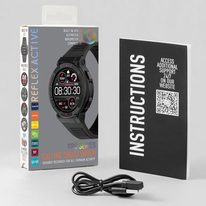 Reflex Active Series 43 Black Silicone Strap GPS Sports Smart Calling Watch