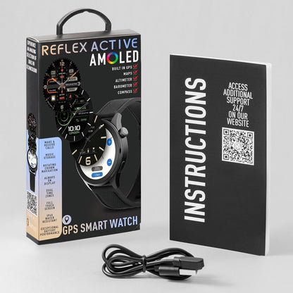 Reflex Active Series 45 Black Silicone AMOLED GPS Sports Smart Calling Watch
