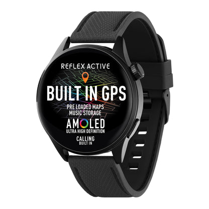 Reflex Active Series 45 Black Silicone AMOLED GPS Sports Smart Calling Watch
