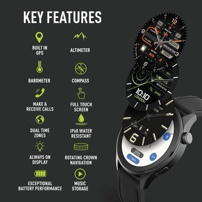 Reflex Active Series 45 Black Silicone AMOLED GPS Sports Smart Calling Watch