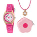 Tikkers Pink Flower Watch, Necklace and Purse Gift Set