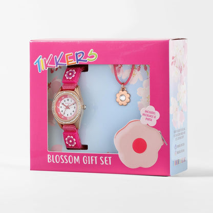 Tikkers Pink Flower Watch, Necklace and Purse Gift Set