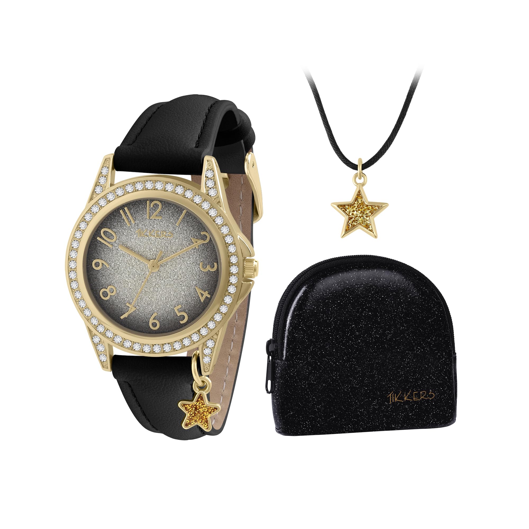 Tikkers Black Star Watch, Necklace and Purse Gift Set