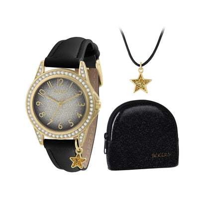 Tikkers Black Star Watch, Necklace and Purse Gift Set