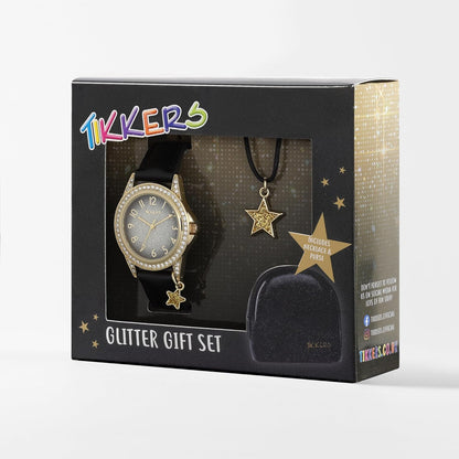 Tikkers Black Star Watch, Necklace and Purse Gift Set