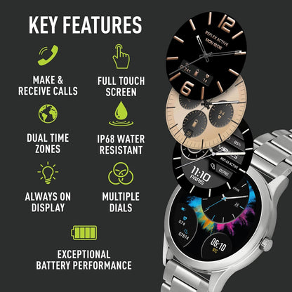 Reflex Active Series 31  Stainless Steel Bracelet AMOLED Smart Calling Watch