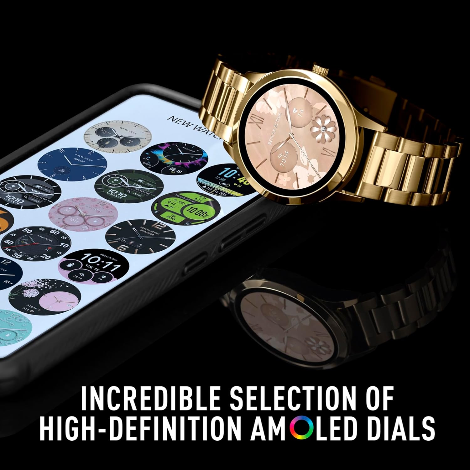Reflex Active Series 31 Gold Stainless Steel Strap AMOLED Smart Calling Watch