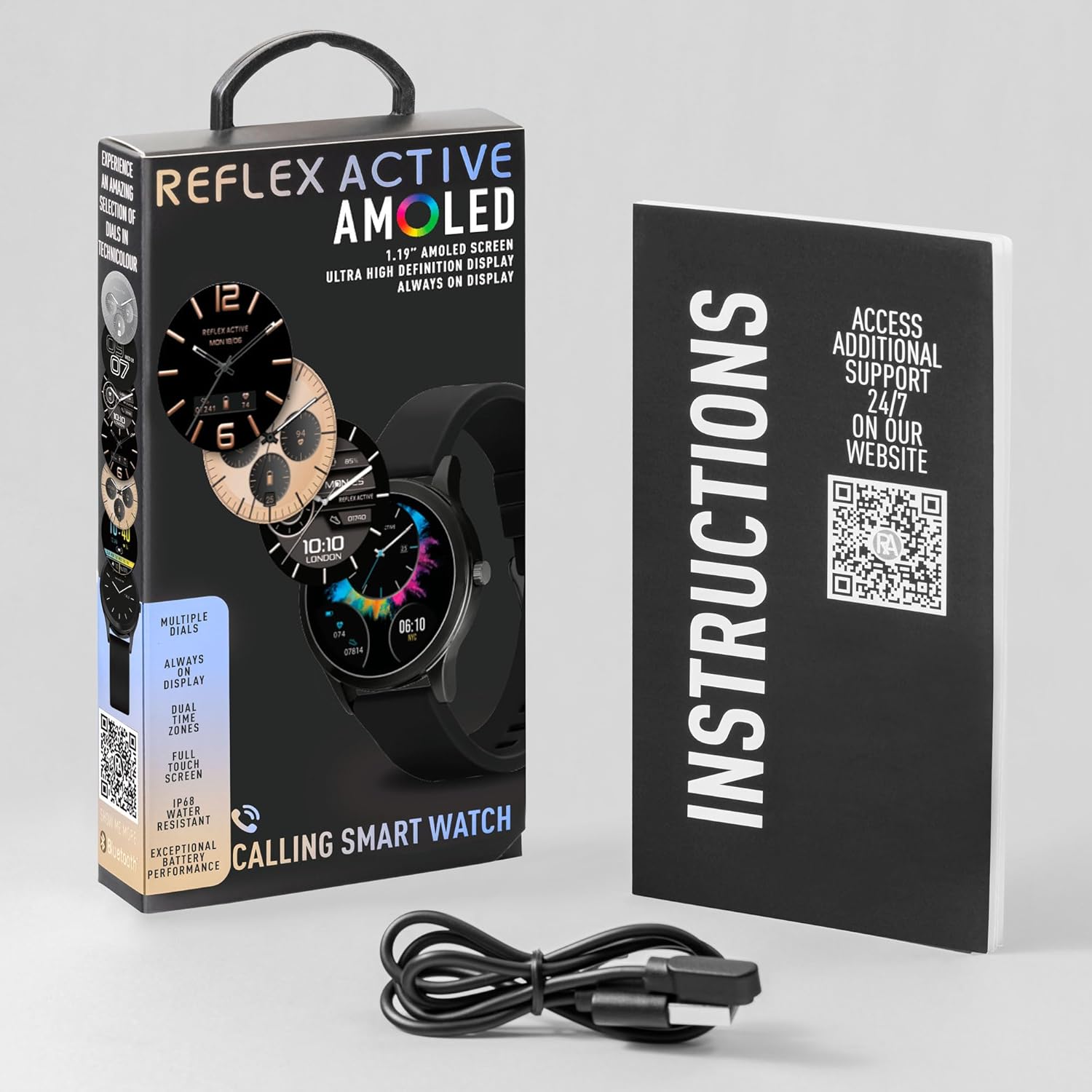 Reflex Active Series 31 Black Silicone AMOLED Smart Calling Watch