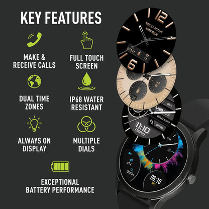 Reflex Active Series 31 Black Silicone AMOLED Smart Calling Watch