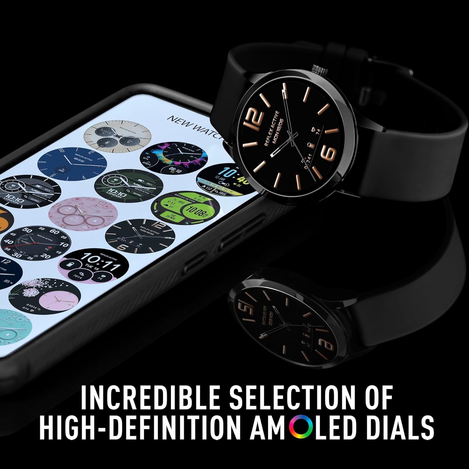 Reflex Active Series 31 Black Silicone AMOLED Smart Calling Watch