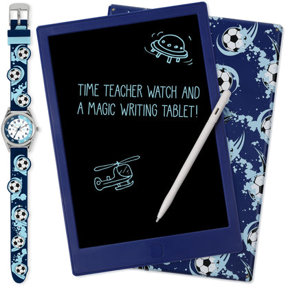 Tikkers 3D Football Silicone Strap Watch & Drawing Pad Set