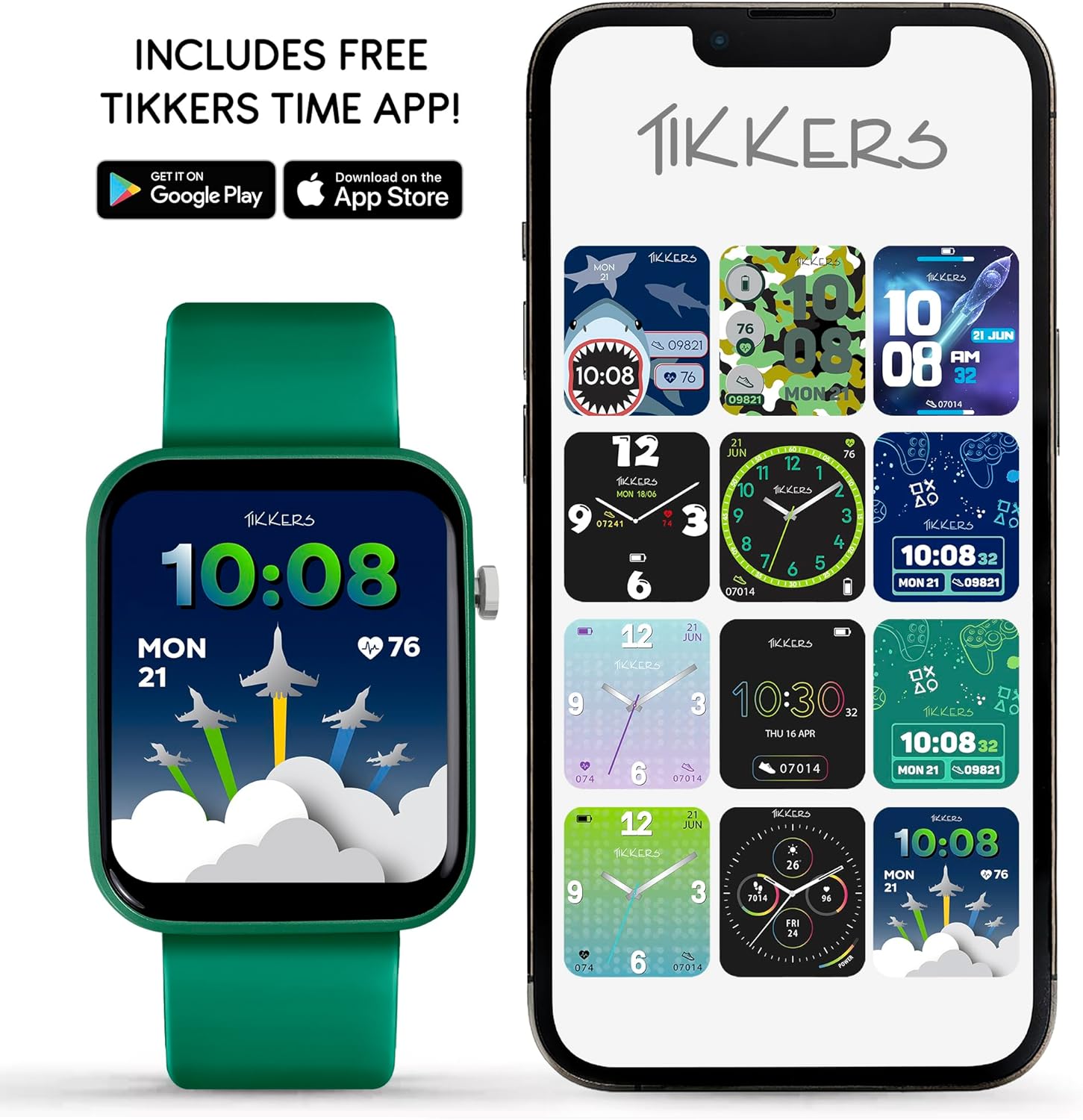 Tikkers Kids Series13 Smart Green Interchangeable Strap Watch