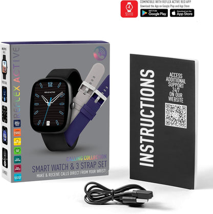 Reflex Active Series 50 Smart Black Calling Watch Interchangeable Set