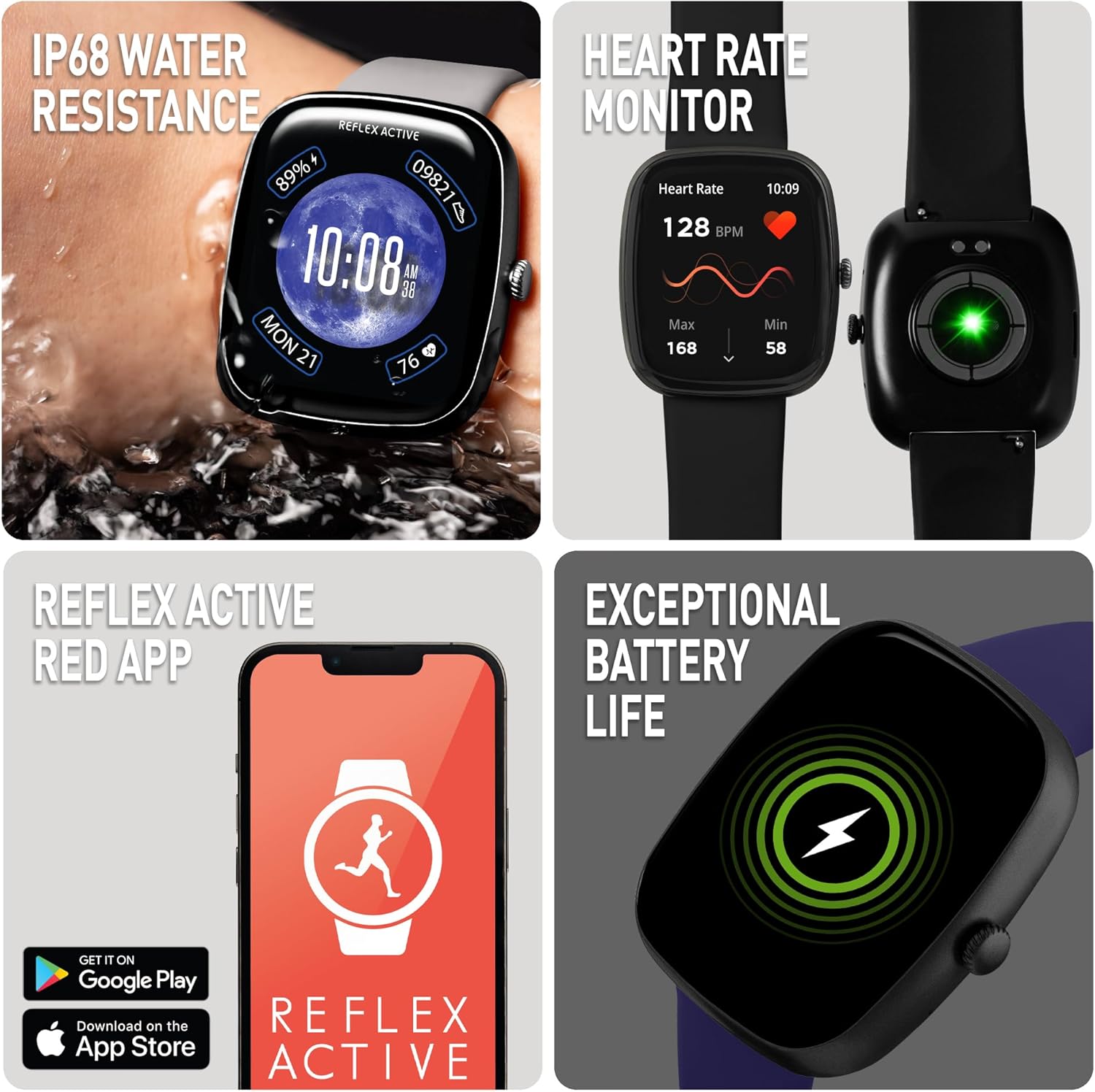 Reflex Active Series 50 Smart Black Calling Watch Interchangeable Set