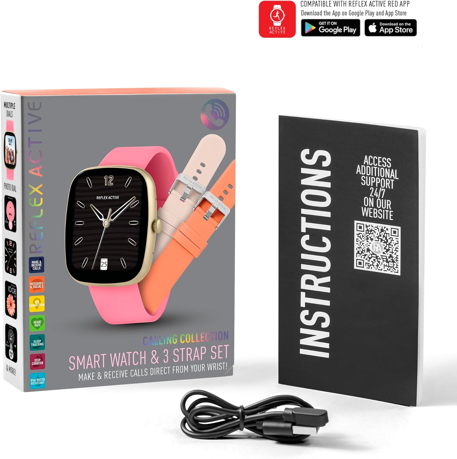 Reflex Active Series 50 Smart Pink Calling Watch Interchangeable Set