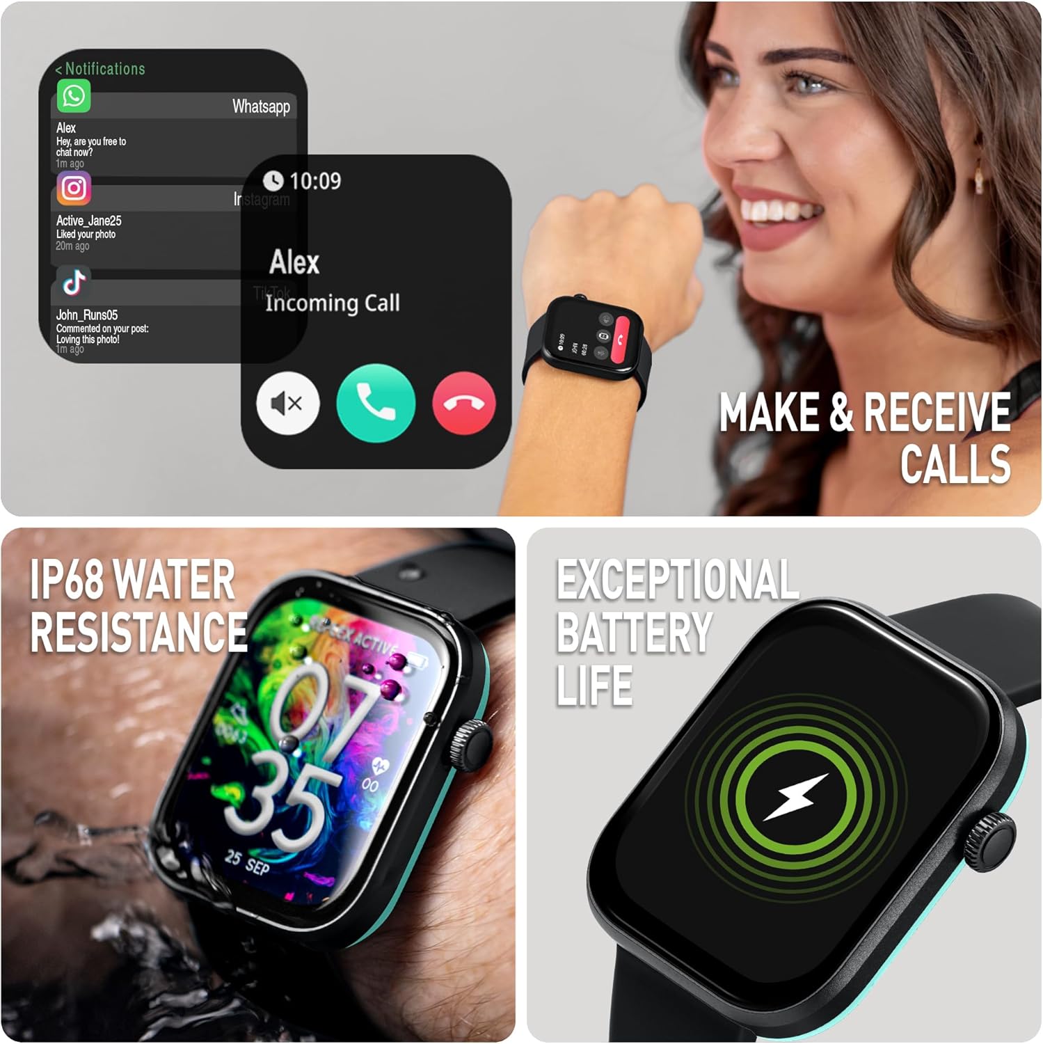 Series 40 AMOLED Smart Aluminium Charcoal Strap Calling Watch