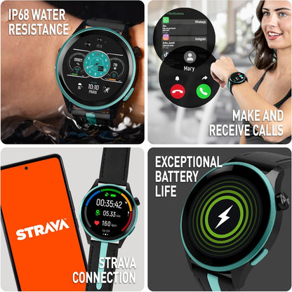 Series 54 AMOLED GPS Black and Green Smart Calling Watch