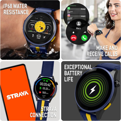 Series 54 AMOLED GPS Blue and Yellow Smart Calling Watch