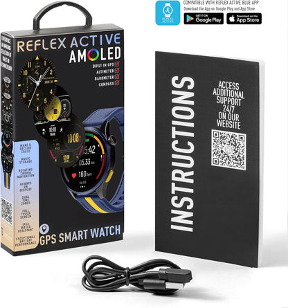 Series 54 AMOLED GPS Blue and Yellow Smart Calling Watch