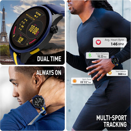 Series 54 AMOLED GPS Blue and Yellow Smart Calling Watch