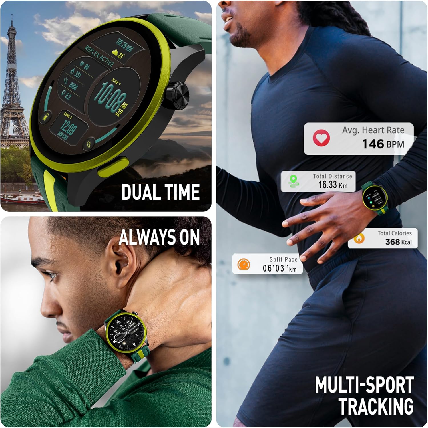Series 54 AMOLED GPS Green and Yellow Smart Calling Watch