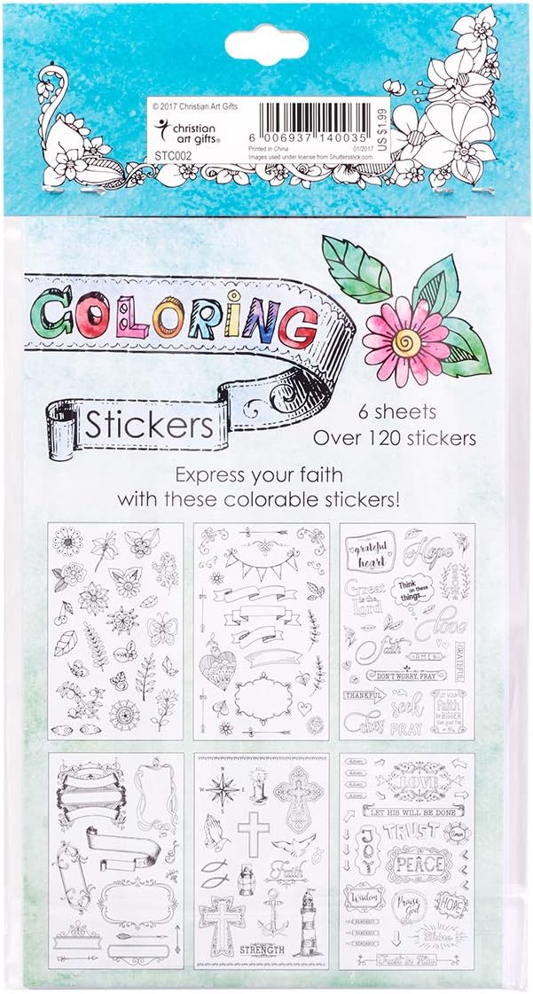 Coloring Stickers for Bible Journaling or Adult Coloring, Scrapbooking Craft Stickers