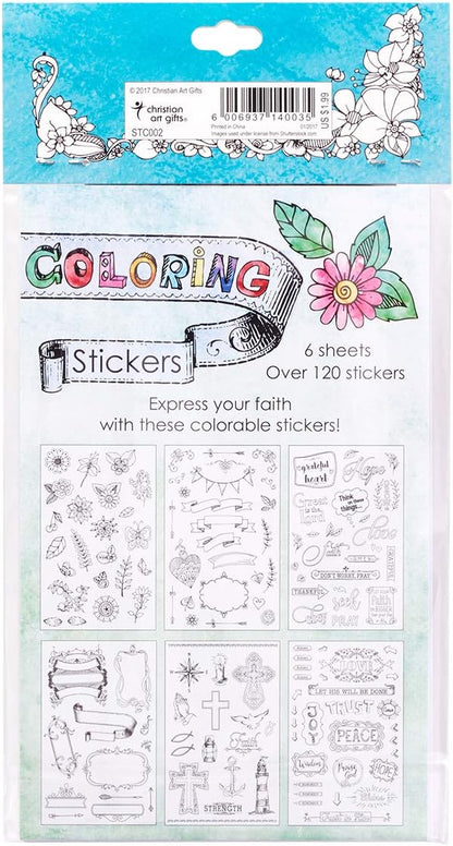 Coloring Stickers for Bible Journaling or Adult Coloring, Scrapbooking Craft Stickers
