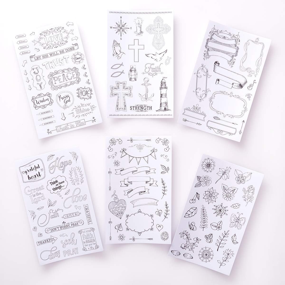 Coloring Stickers for Bible Journaling or Adult Coloring, Scrapbooking Craft Stickers