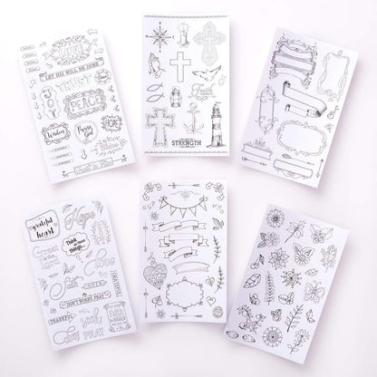 Coloring Stickers for Bible Journaling or Adult Coloring, Scrapbooking Craft Stickers