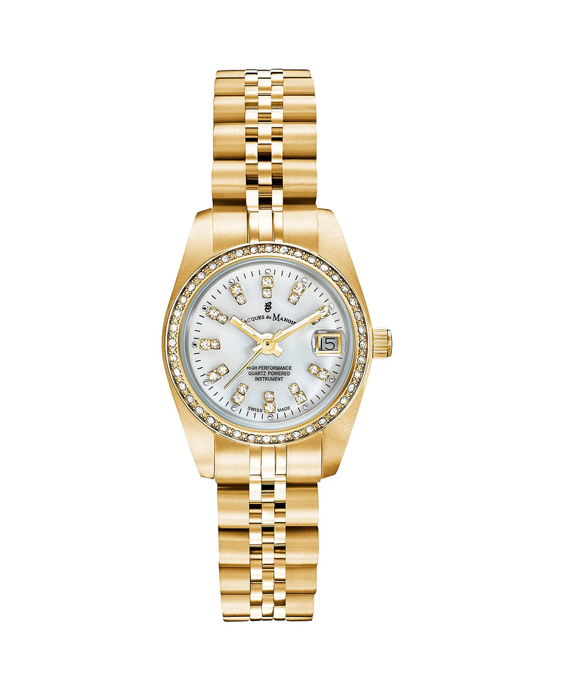 Jacques du Manoir Swiss-made Ladies Inspiration Gold Plated Bracelet Watch