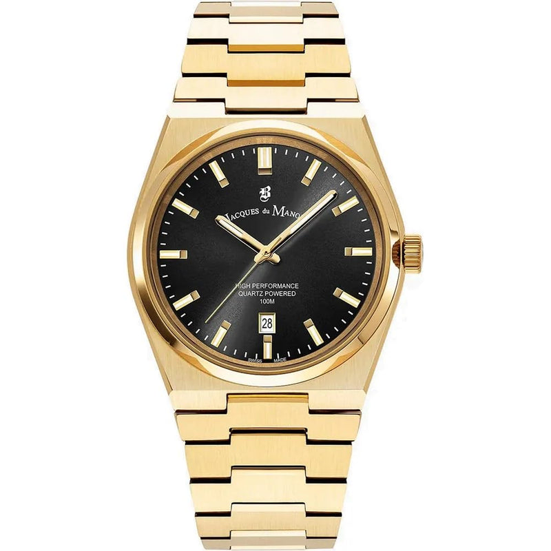 Jacques du Manoir Swiss-made Horizon Gents Gold Plated Bracelet Watch