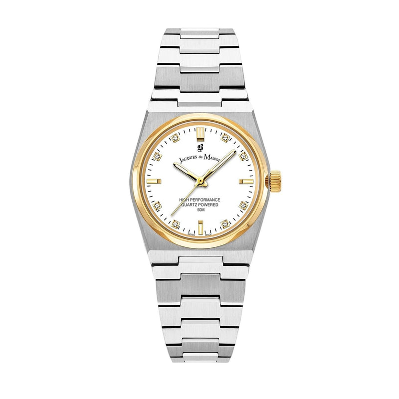 Jacques du Manoir Swiss-made Horizon Ladies Two Tone Bracelet Watch