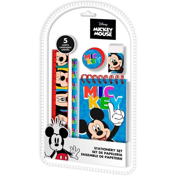 5Pcs Mickey Mouse Stationery Set for Boys| A5 Notebook, Eraser, Pencil, Ruler, Sharpener| Back to School Supplies| Gifts for Boys 3+Years