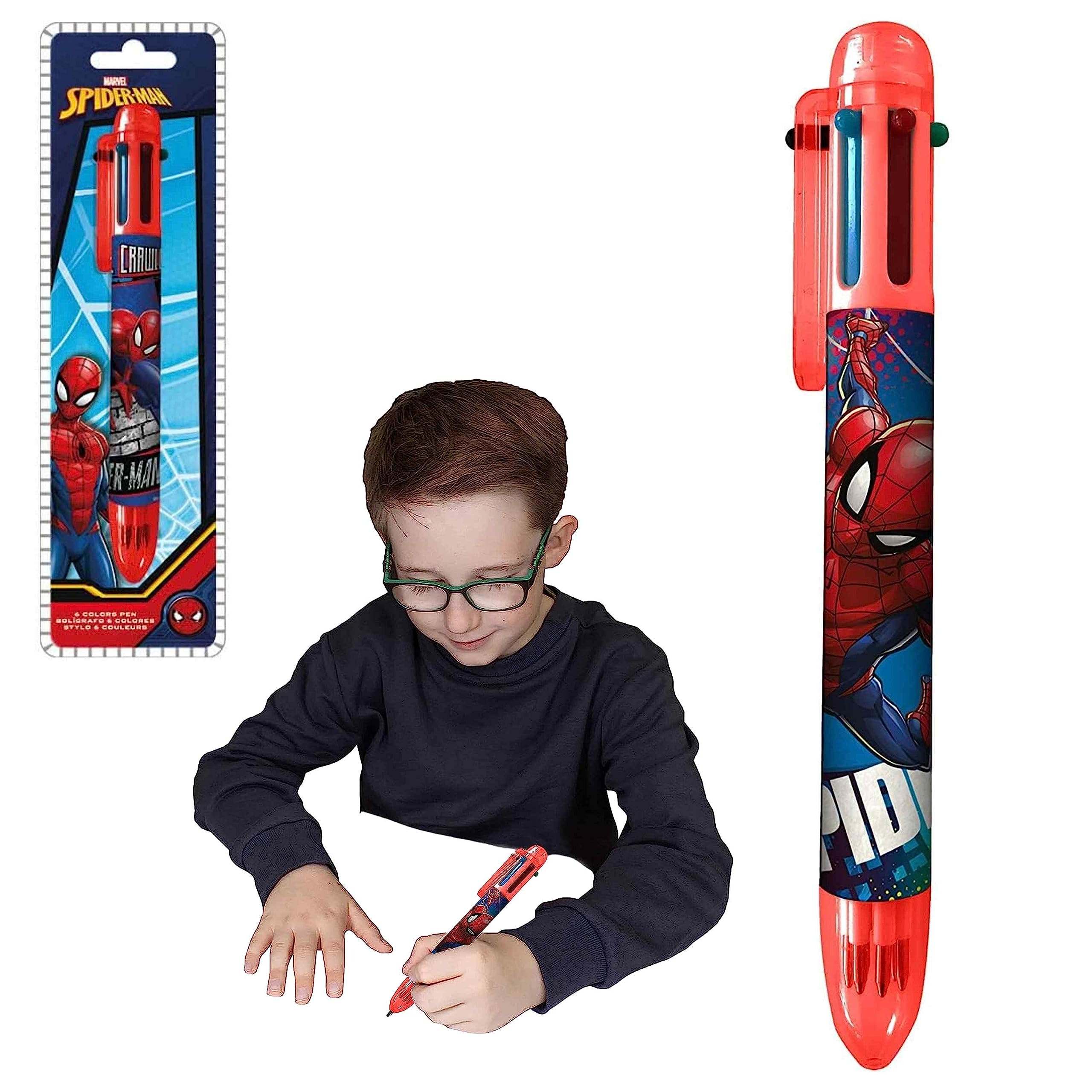 Spiderman Colouring Pen for Boys| 6 Color Gift Pens for Kids| Gel Pen Party Supplies, Prizes for Kids| Party Favors for Kids Birthday 3+Years