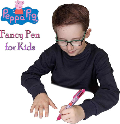 Peppa Pig Ballpoint Pen for Kids Girls| 6 Color Retractable Pen for Office School Supplies Students Children Gift| Kids Party Favors 3+Years