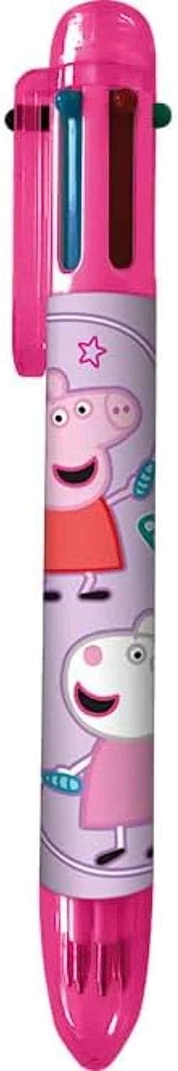 Peppa Pig Ballpoint Pen for Kids Girls| 6 Color Retractable Pen for Office School Supplies Students Children Gift| Kids Party Favors 3+Years