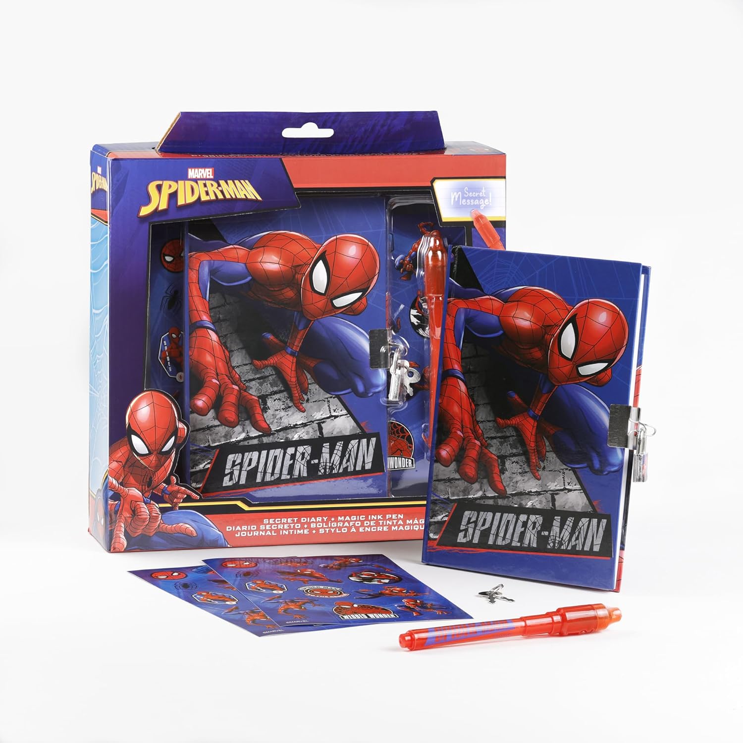 Disney Spider-Man Kids Magic Pen and Secret Diary Notebook Stationery Gift Set