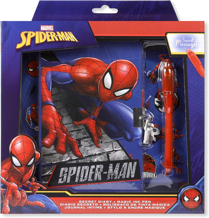 Disney Spider-Man Kids Magic Pen and Secret Diary Notebook Stationery Gift Set
