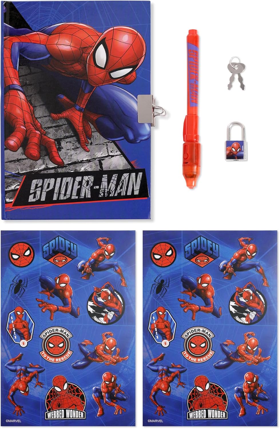 Disney Spider-Man Kids Magic Pen and Secret Diary Notebook Stationery Gift Set