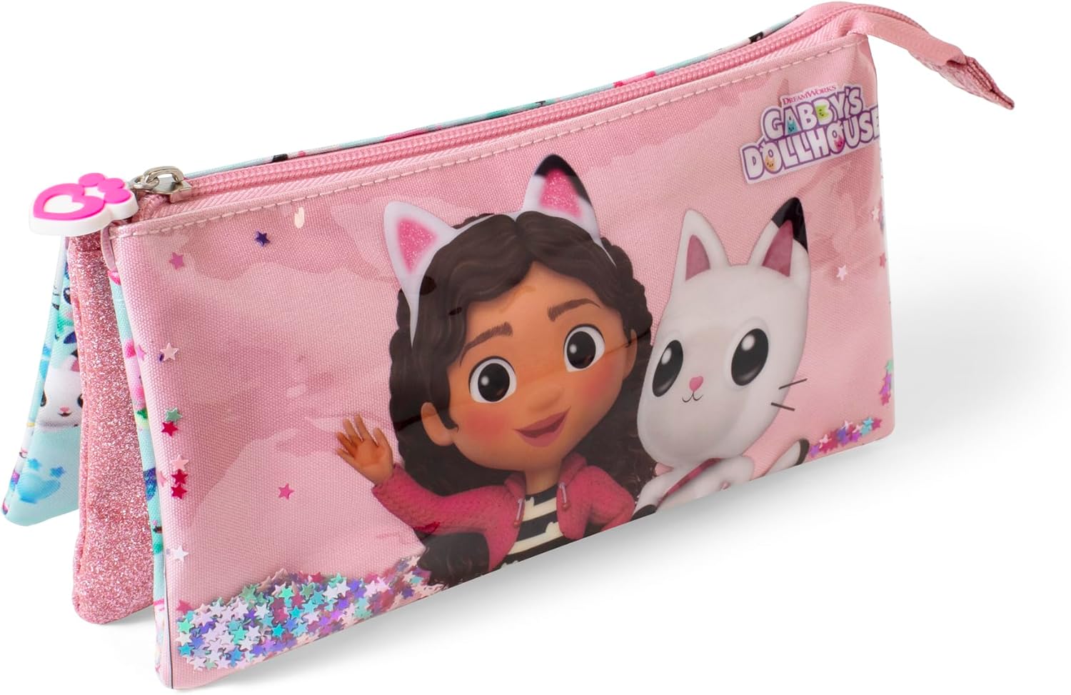Gabby's Dollhouse Kids Multiple Compartments Zip Closure School Pencil Case