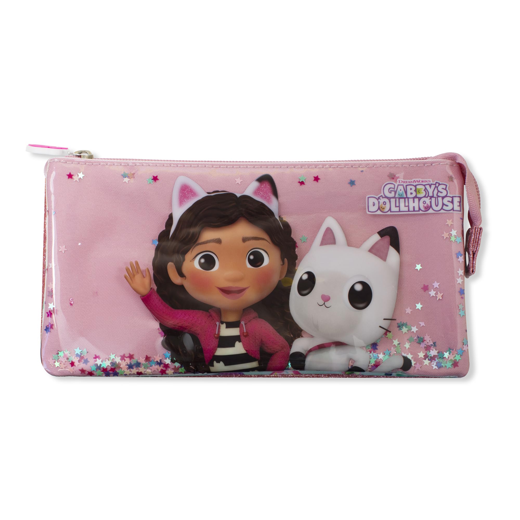 Gabby's Dollhouse Kids Multiple Compartments Zip Closure School Pencil Case
