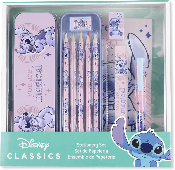Disney Kids Lilo & Stitch Pencil Case with Colouring Pencils Art Supplies Stationery Supplies Gift Set