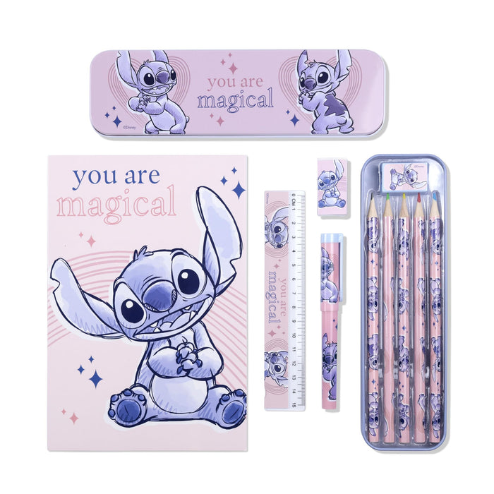 Disney Kids Lilo & Stitch Pencil Case with Colouring Pencils Art Supplies Stationery Supplies Gift Set