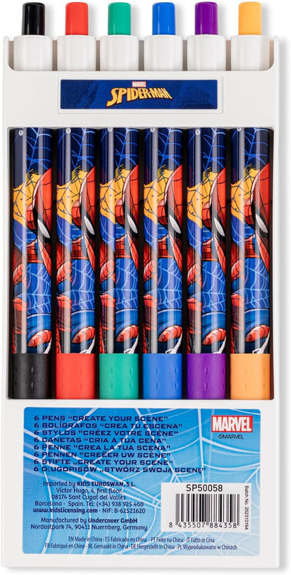 Disney Spiderman Kids Cartoon Colouring Assorted Marker Pens 6pcs Back to School Student Stationery