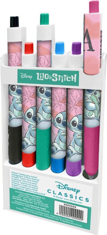 Disney Stitch Kids Colouring Marker Pens 6pcs Back to School Stationery
