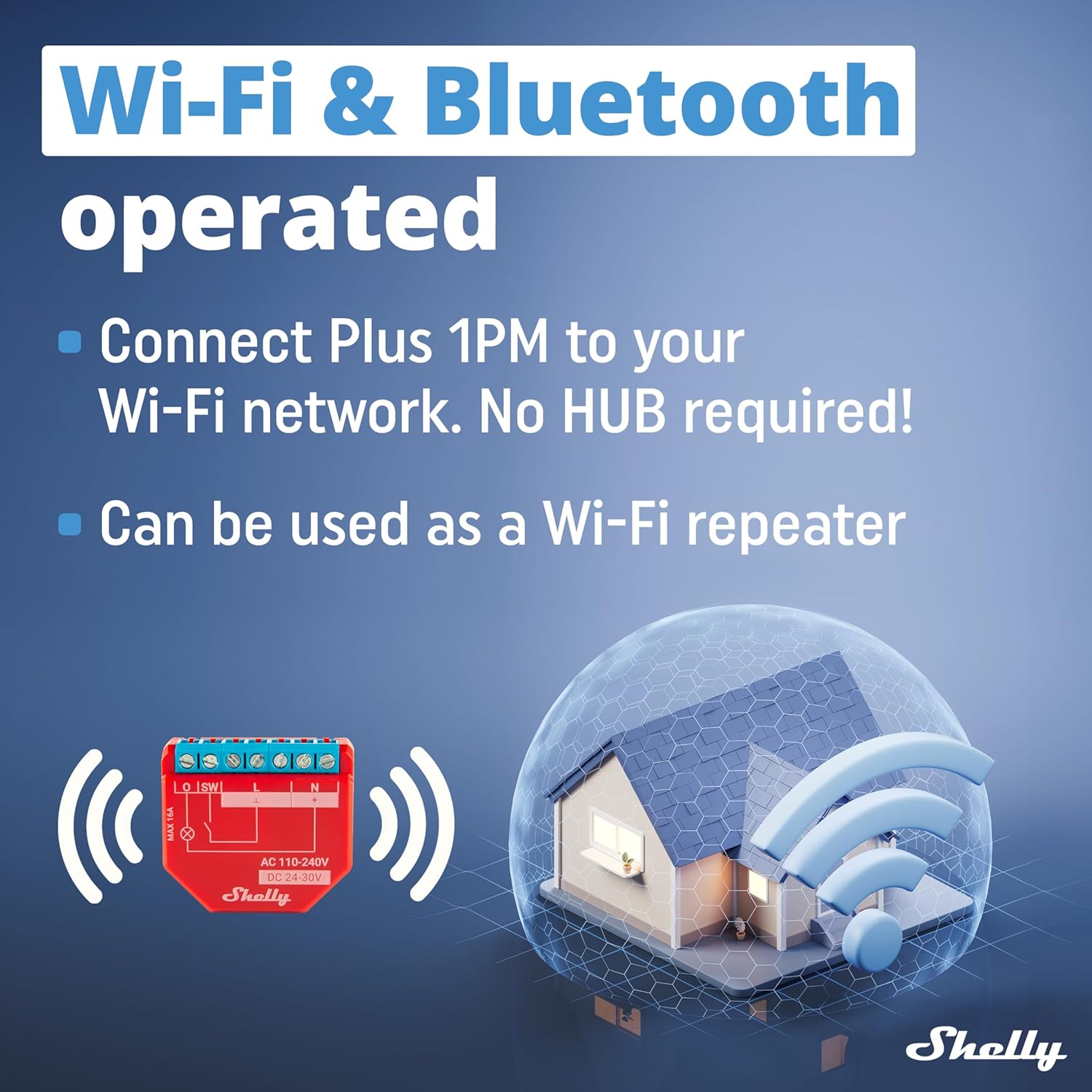 Shelly Relais Plus 1PM WLAN 16A BT Messfunktion