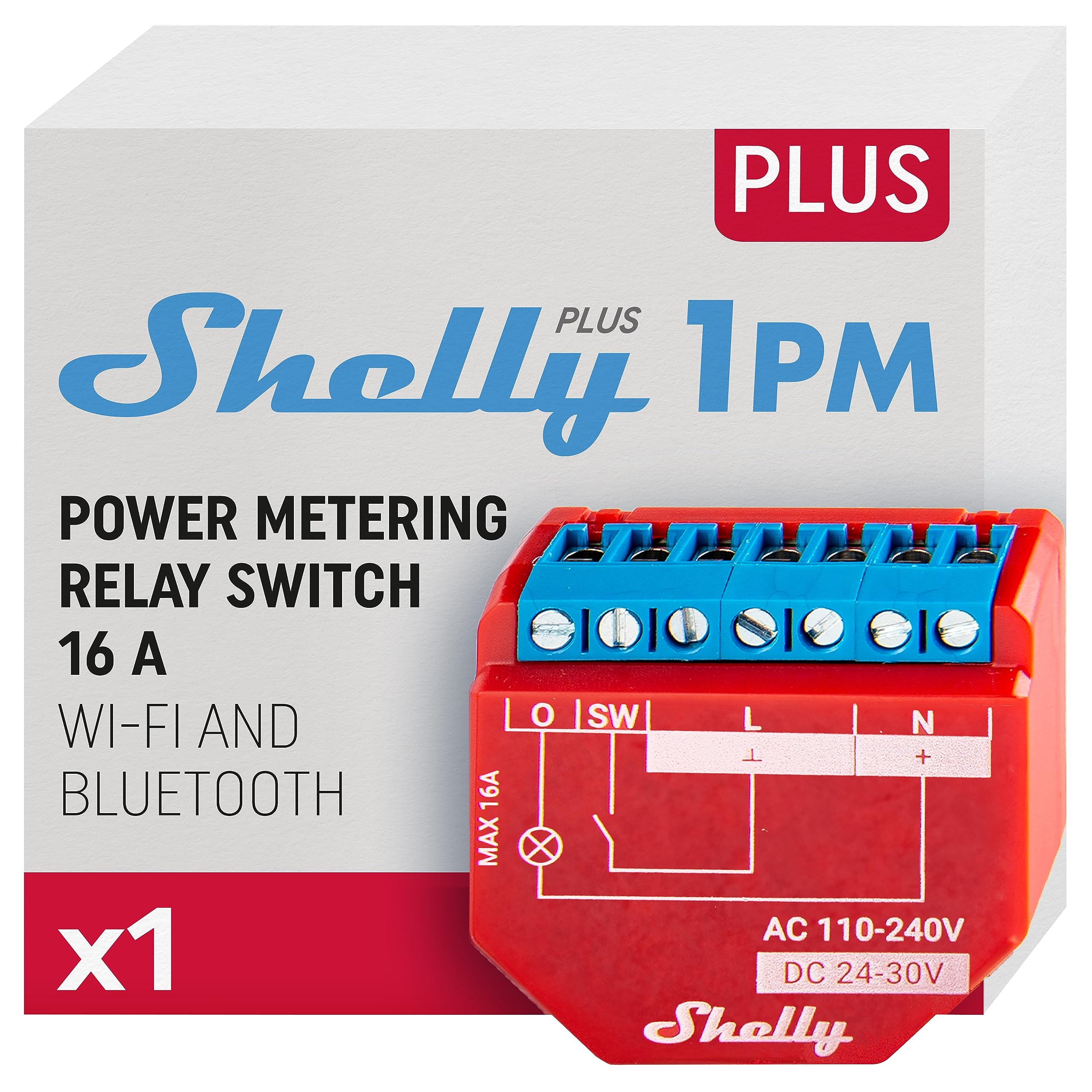 Shelly Relais Plus 1PM WLAN 16A BT Messfunktion