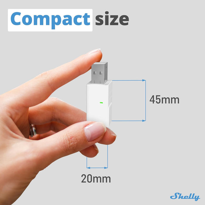 Shelly BLU Gateway | Bluetooth-WLAN-Gateway in einem USB-A-Dongle | Hausautomation | Kompatibel mit Alexa & Google Home | iOS Android App | Kabellos
