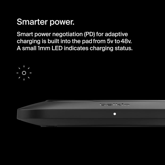 Belkin BoostCharge Pro Universal Easy Align Wireless Charging Pad, 15W Fast Charger for Apple iPhone, Samsung Galaxy, Apple Airpods Pro, and Other MagSafe Enabled Devices - Black